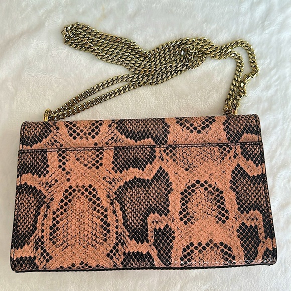 Bruno Magli Pink Snake Skin Embossed Shoulder Bag - Picture 2 of 12